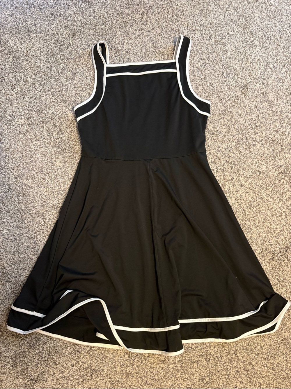 SHEIN Black Fit-and-Flare Dress with White Trim